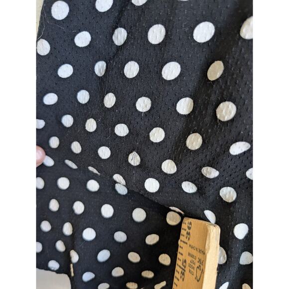 Michael Kors Women's Top Side Tie Button Close Black Polka Dot Size Large - Picture 7 of 13